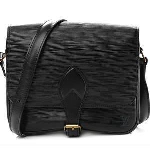 Vintage Louis Vuitton Cartouchiere Cross Body Bag Epi Leather Black PM